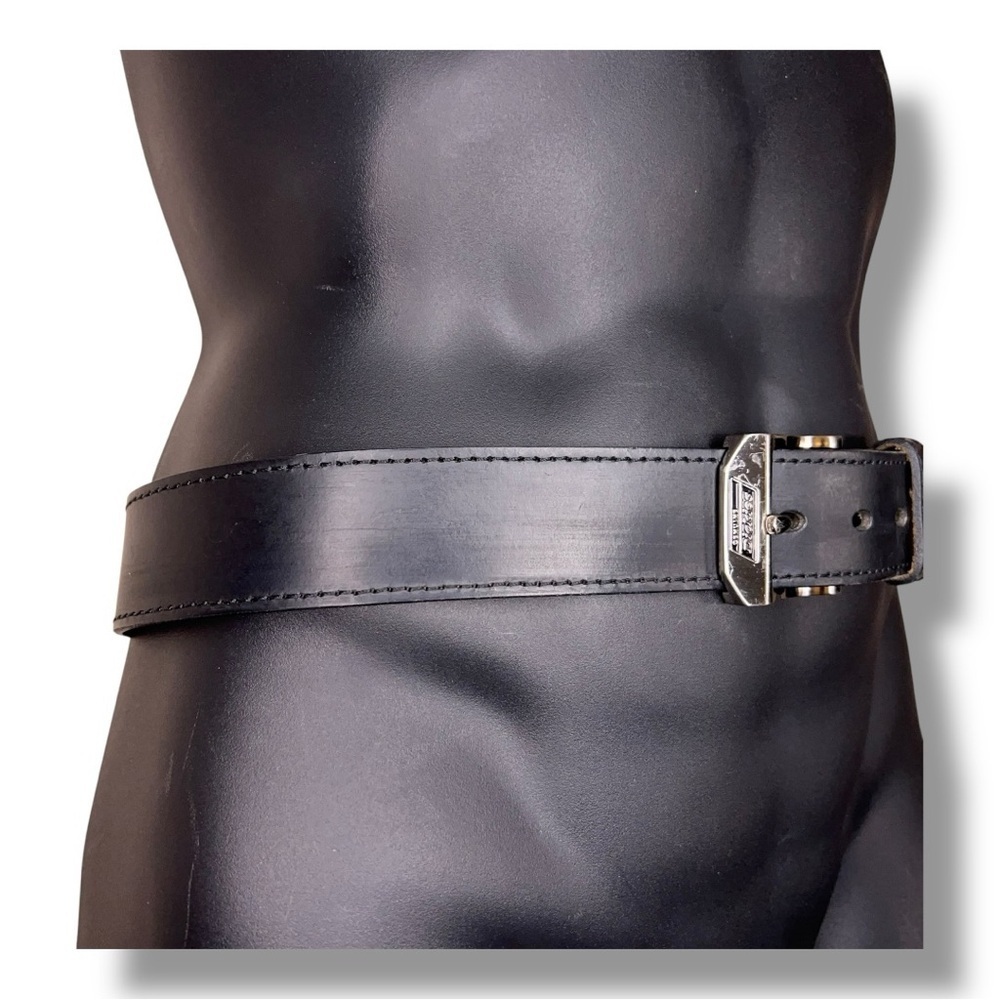 Size 36 Dickies Black Leather Belt Classic Silver Buckle